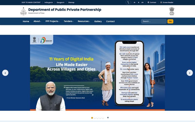 Department of Public Private Partnership — screenshot